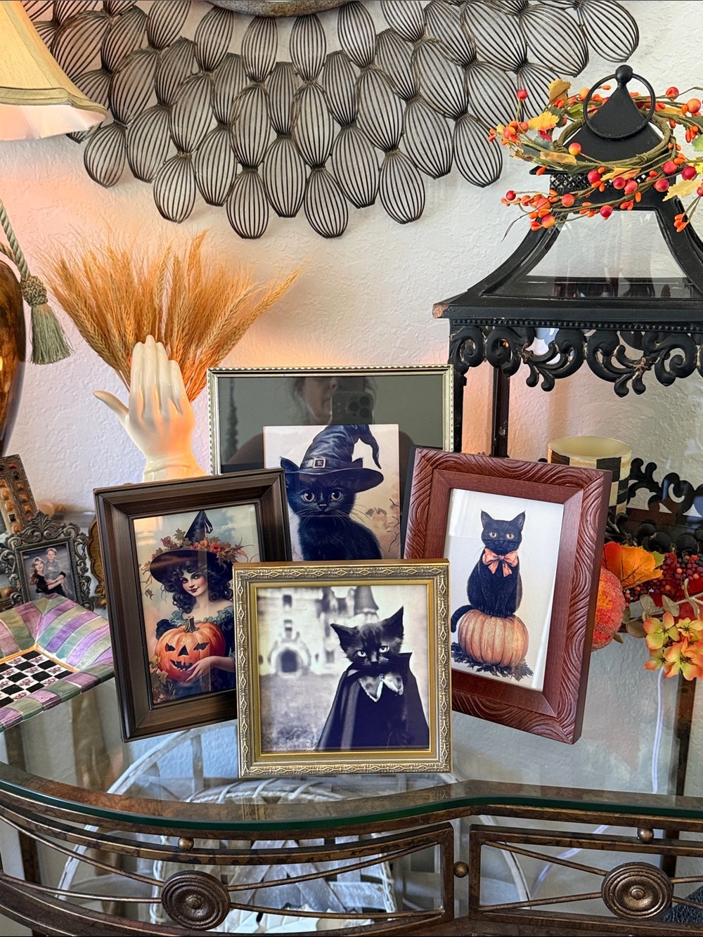 Vintage Framed Black Cat Halloween Decor- Set of 4 - Picture 13 of 15